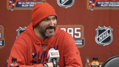 Ovechkin speaks to media after breaking record