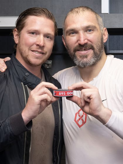 Alex Ovechkin celebrates NHL goals record with Nicklas Backstrom TJ Oshie