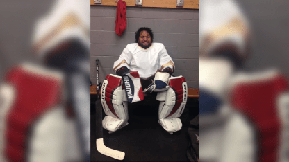 Ed Ta'amu in goalie gear