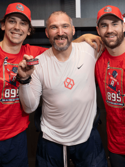 Tom Wilson, Dylan Strome honored to assist Alex Ovechkin on record-breaking 895 goal